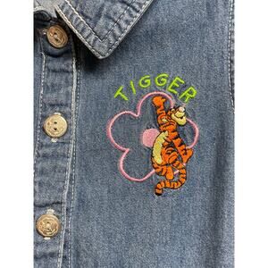 Vtg Tigger girls sleeveless denim blue jean dress L 6x pooh 100 acre collection